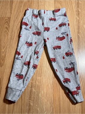 Carter's Grey Baby Pants with Red Fire Truck Print
